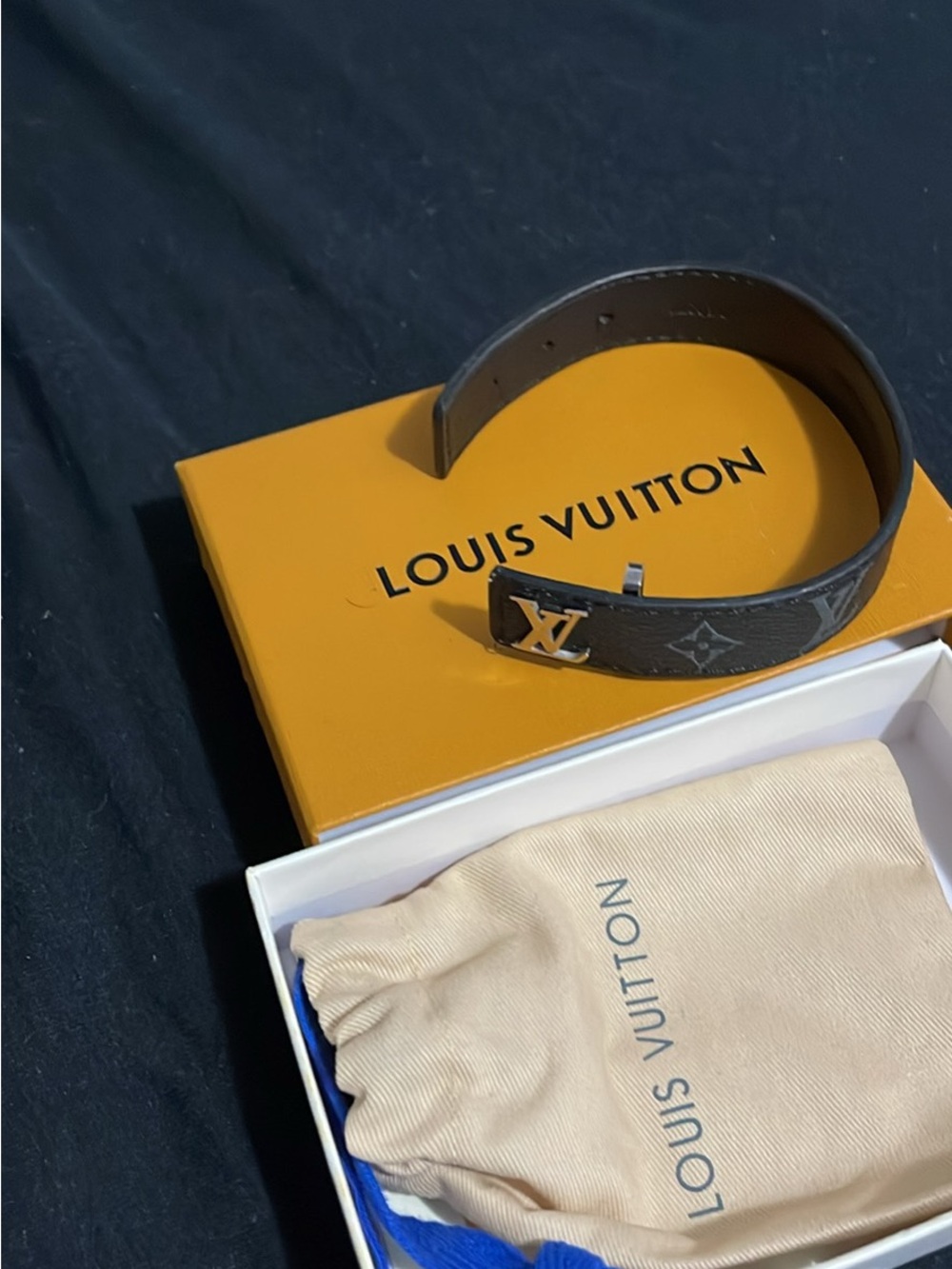 Louis Vuitton Brown Monogram LV Initiales Bracelet with Gold Buckle